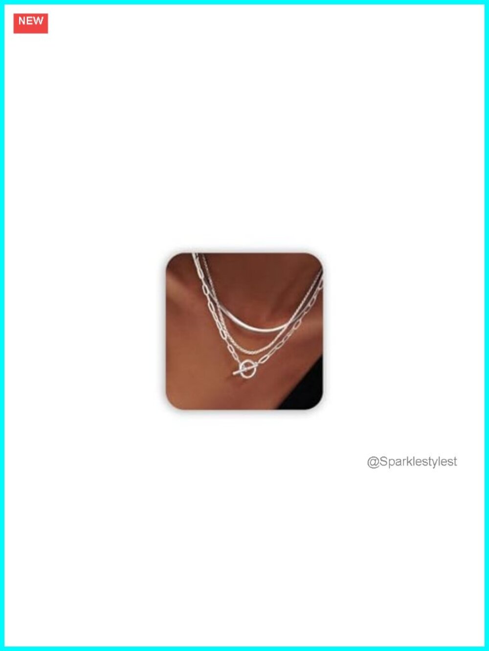3-Piece Layered Toggle Necklace Set Silver Plated
